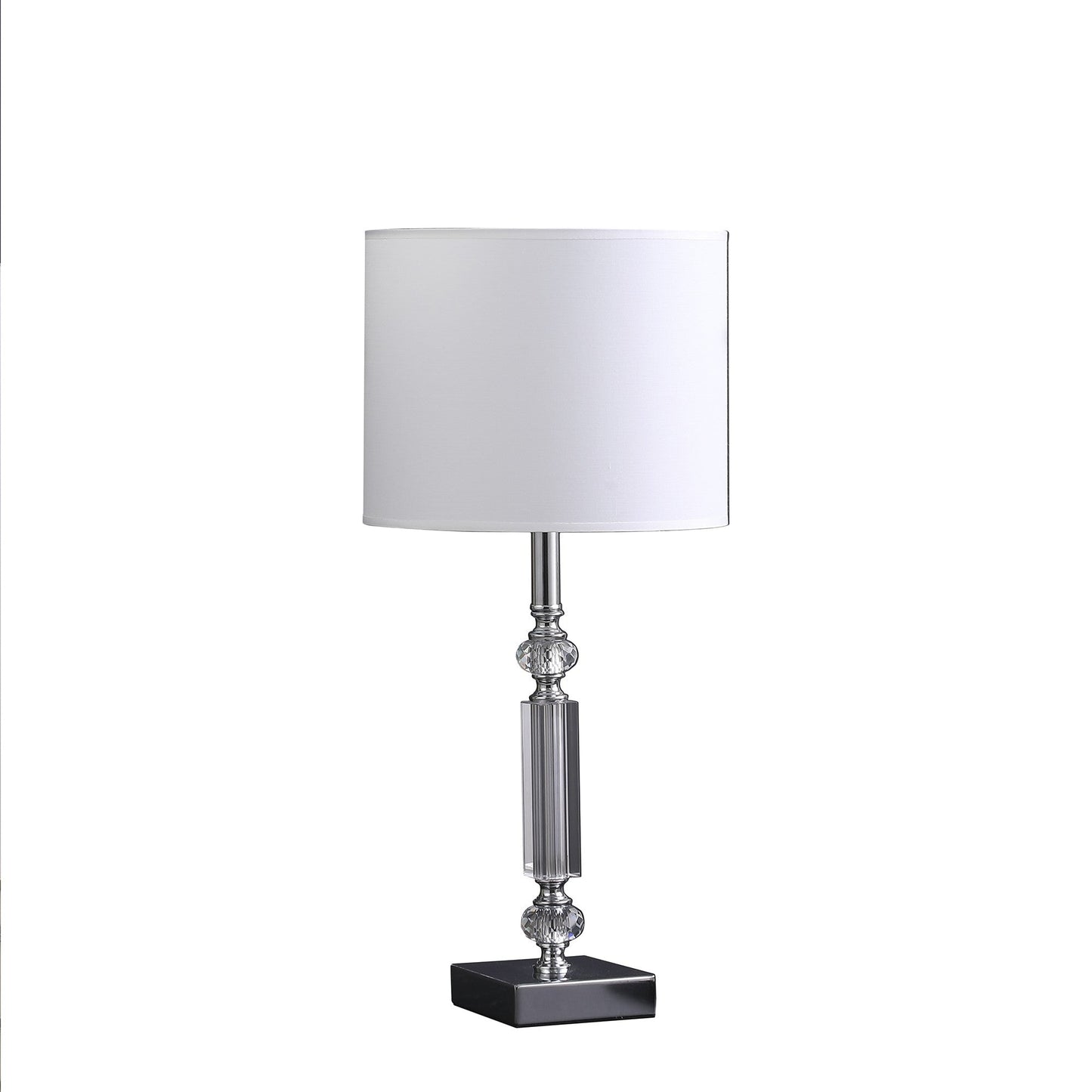 HomeRoots 20” Stylish Crystal Table Lamp With Silver Finish