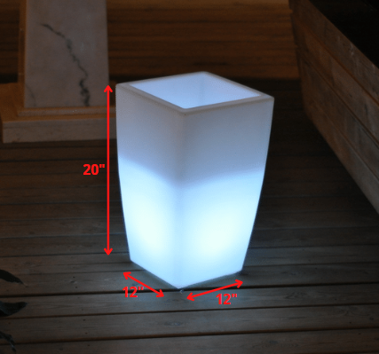 HomeRoots 20" x 12" x 12" Multi PE Plastic Square LED Planter