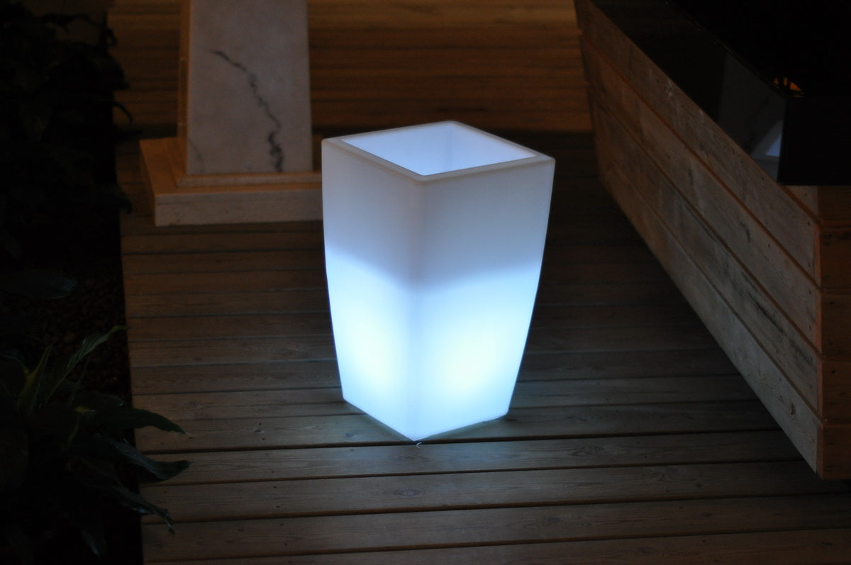 HomeRoots 20" x 12" x 12" Multi PE Plastic Square LED Planter
