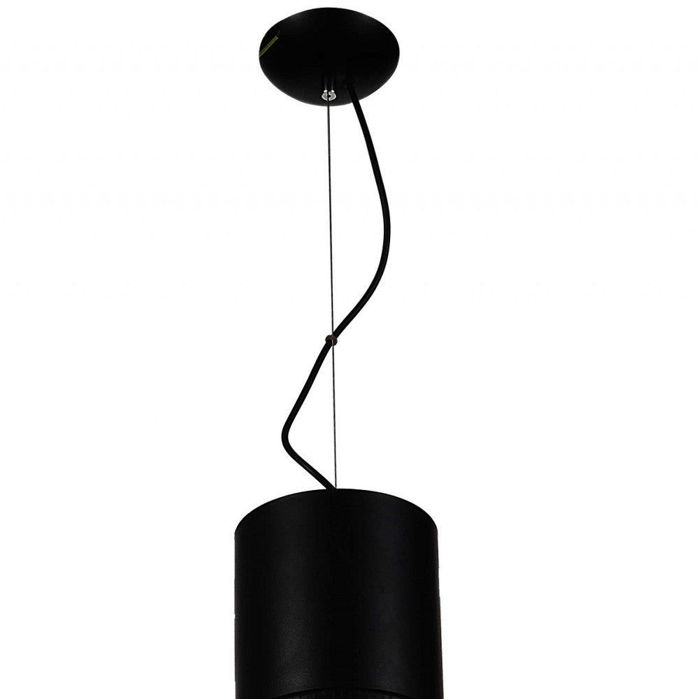 HomeRoots 20" x 20" x 26" Carbon Steel Pendant Lamp in Black Finish