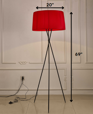 HomeRoots 20" x 20" x 69" Floor Lamp With Red Metal Finish