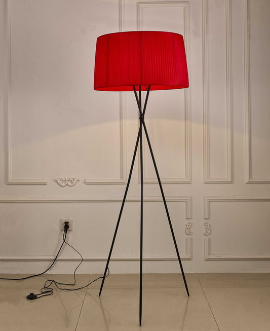 HomeRoots 20" x 20" x 69" Floor Lamp With Red Metal Finish