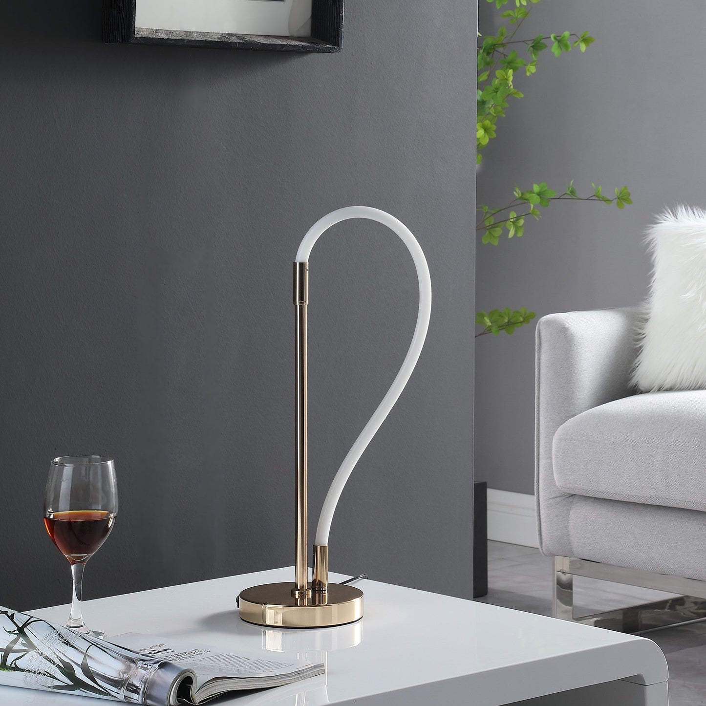 HomeRoots 21" Bedside LED Table Lamp in Gold Finish