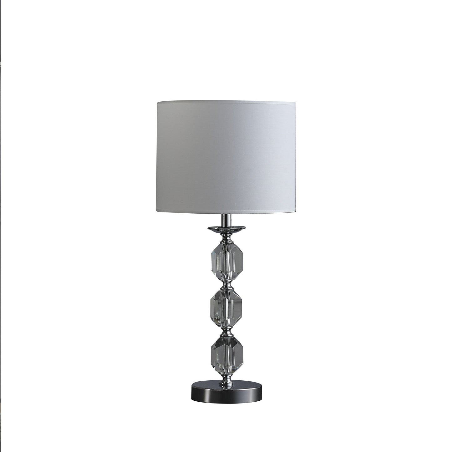 HomeRoots 21” Contemporary Hexagonal Crystal Table Lamp in Silver Finish