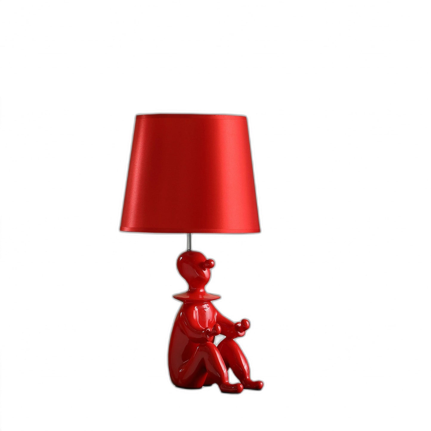 HomeRoots 21” Sculptural Desk Lamp With Empire Shade in Red Finish