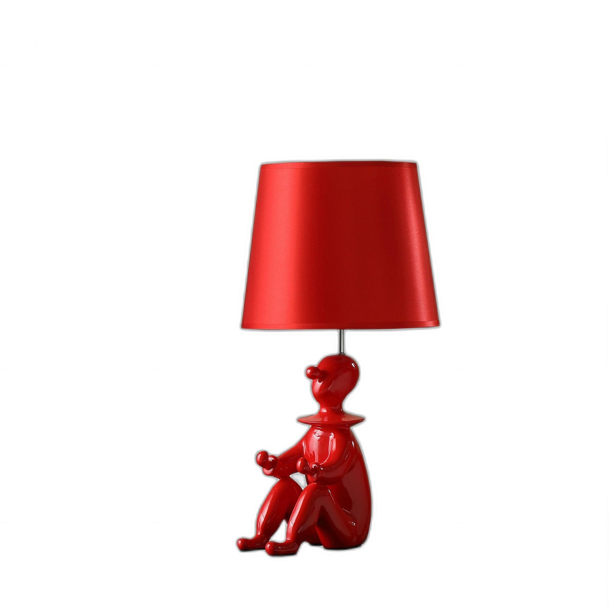 HomeRoots 21” Sculptural Desk Lamp With Empire Shade in Red Finish