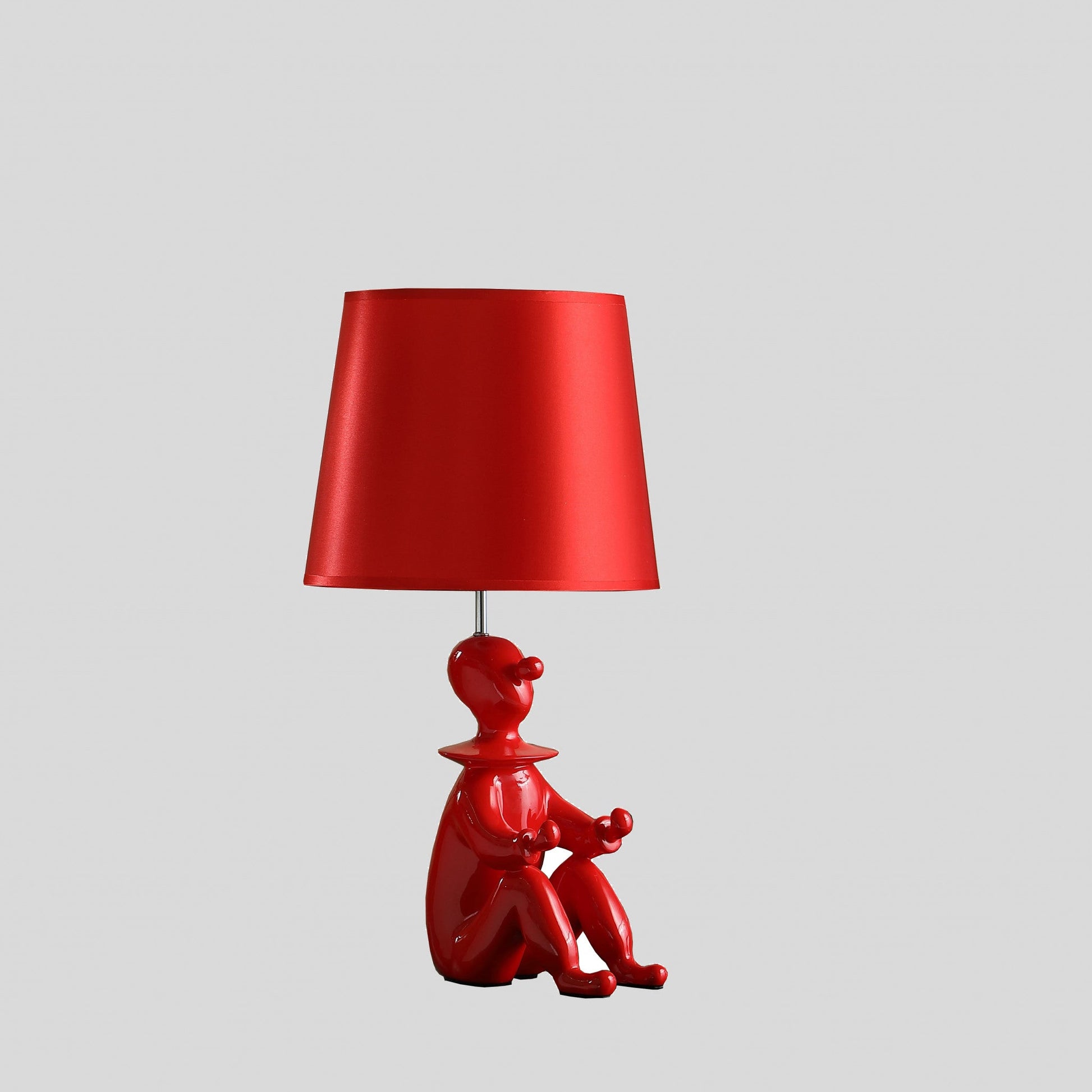 HomeRoots 21” Sculptural Desk Lamp With Empire Shade in Red Finish