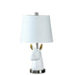 HomeRoots 21" Silver Bedside Table Lamp With White Empire Shade