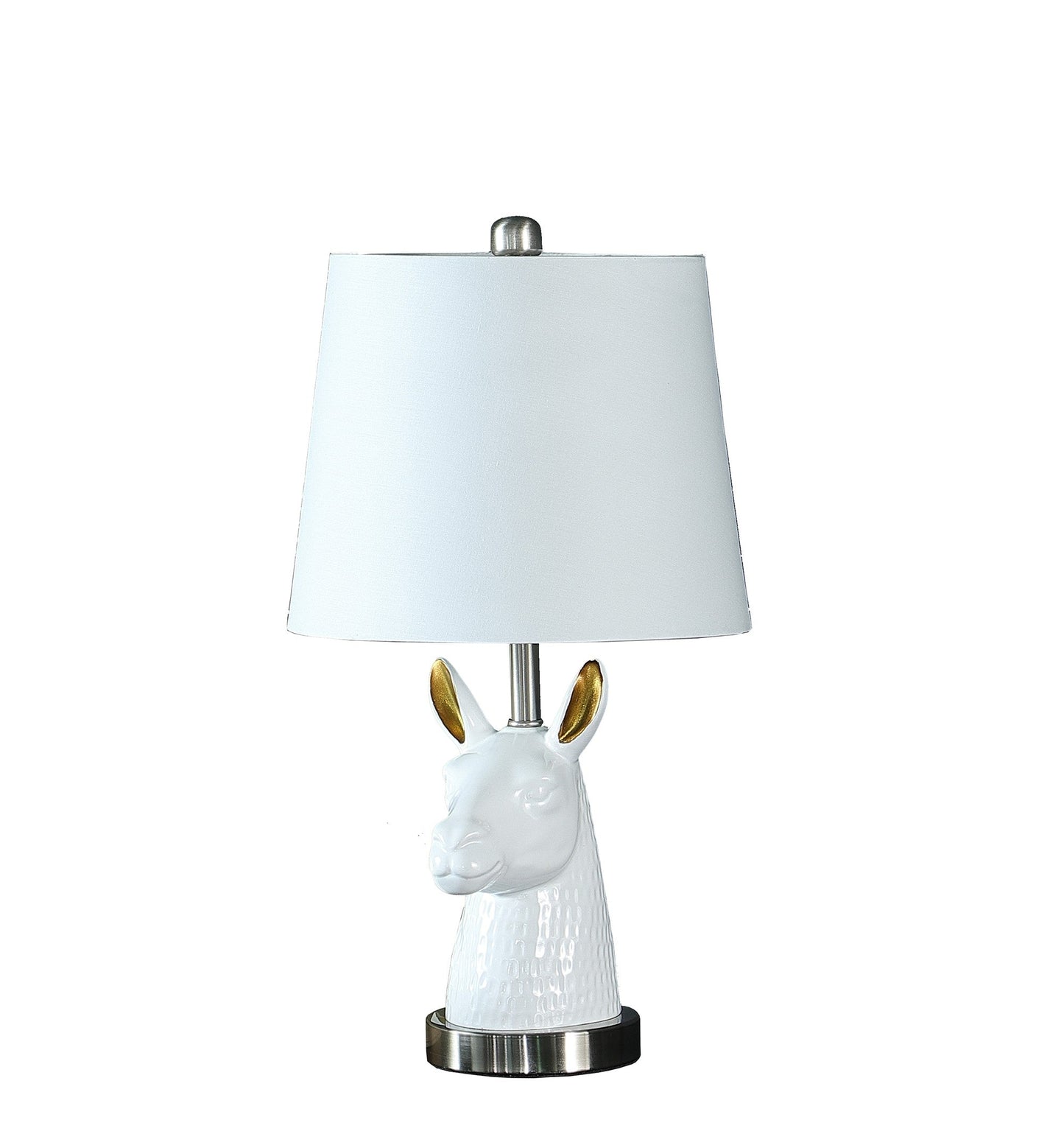 HomeRoots 21" Silver Bedside Table Lamp With White Empire Shade