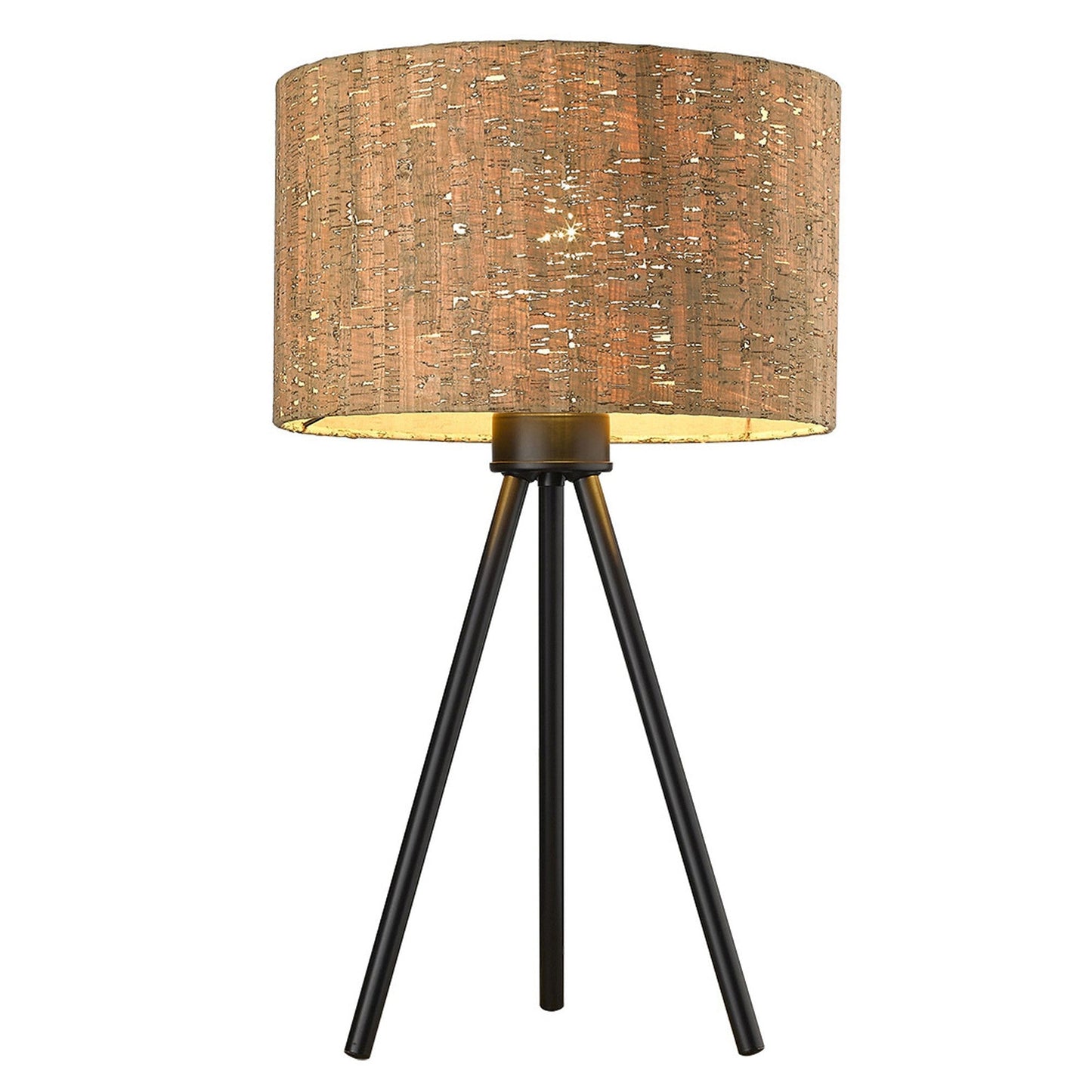 HomeRoots 21.8" Cork Shade Table Lamp in Matte Black Finish