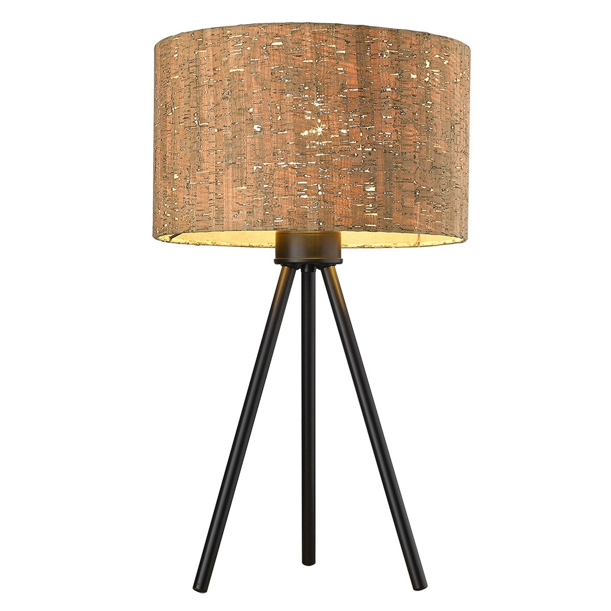 HomeRoots 21.8" Cork Shade Table Lamp in Matte Black Finish