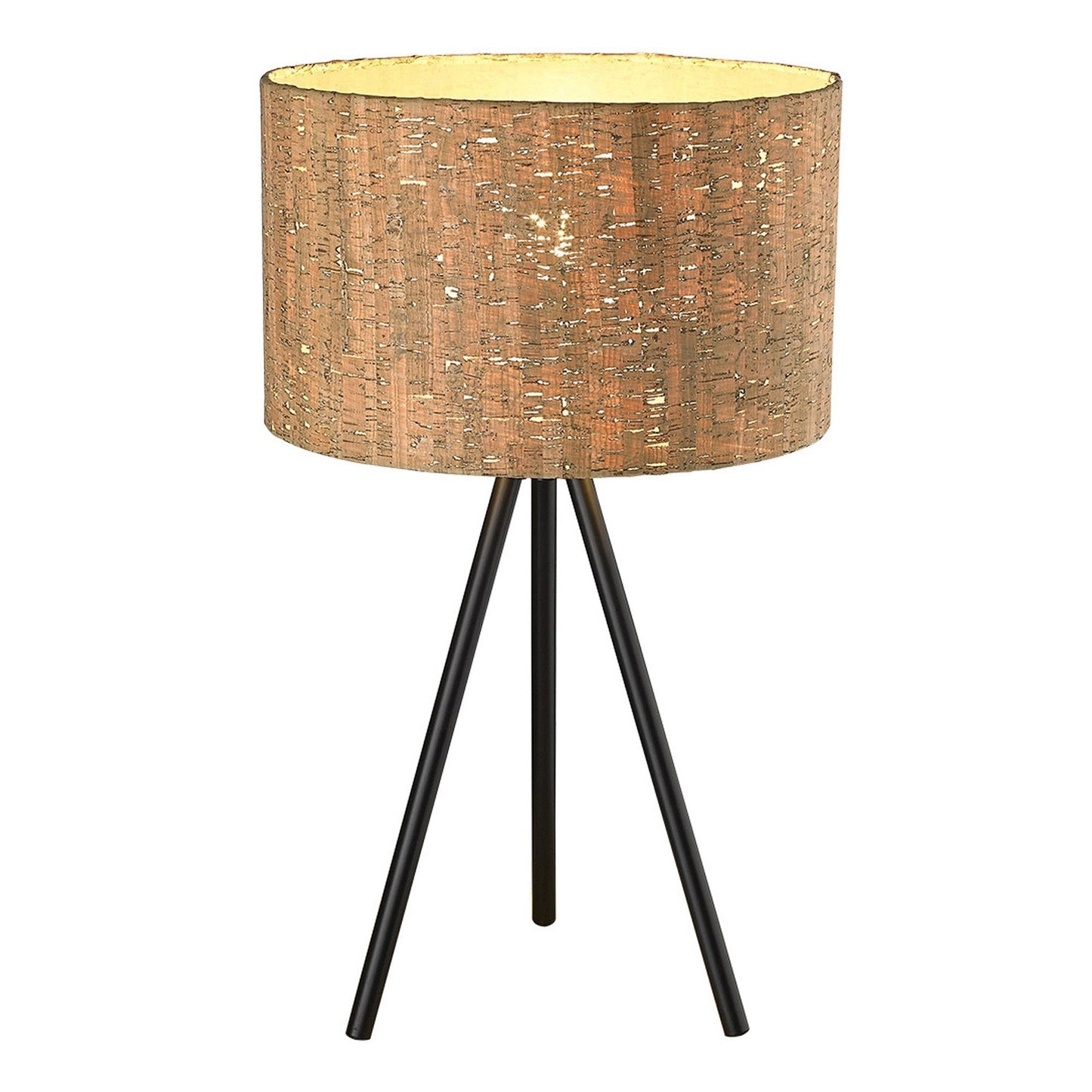 HomeRoots 21.8" Cork Shade Table Lamp in Matte Black Finish