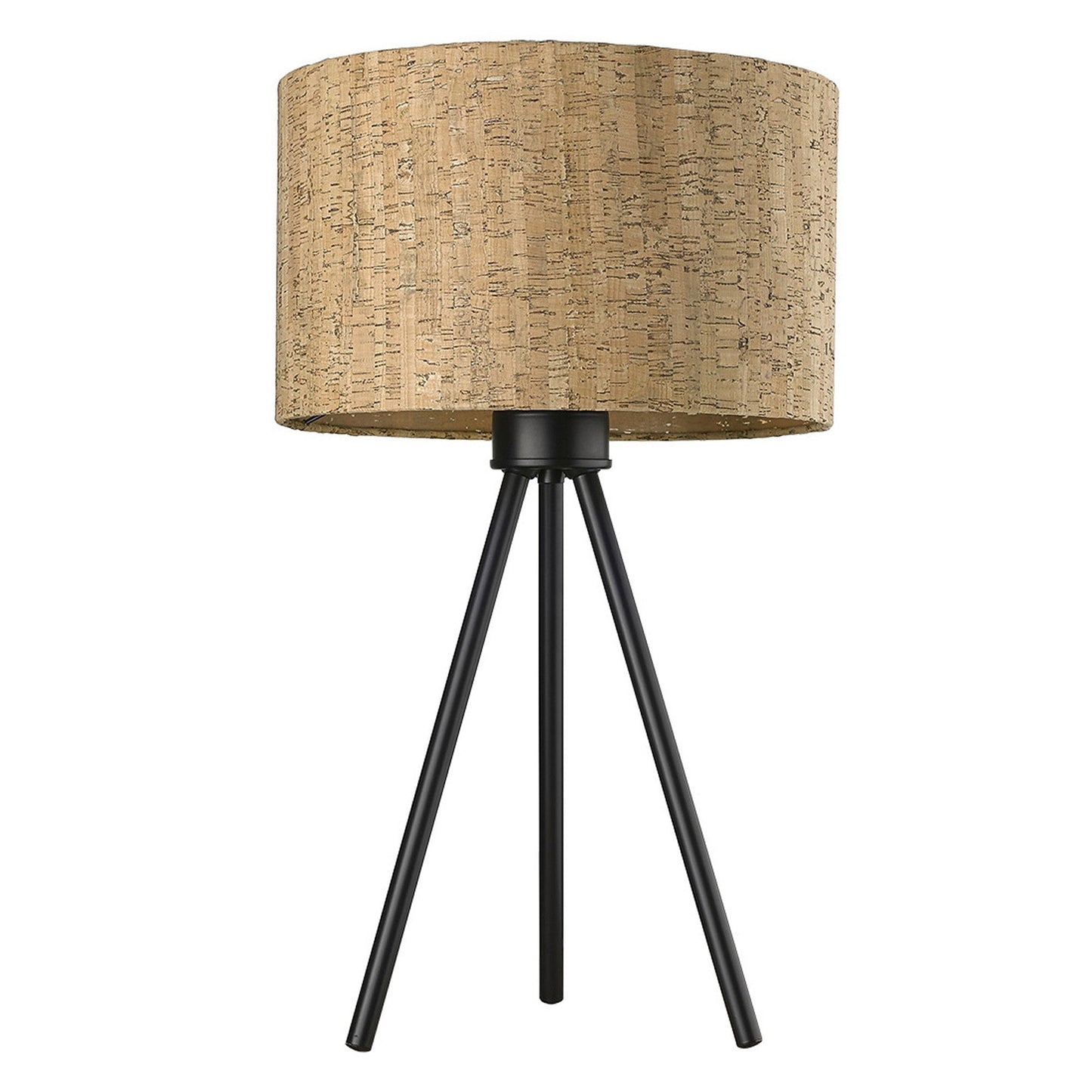HomeRoots 21.8" Cork Shade Table Lamp in Matte Black Finish