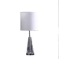 HomeRoots 22" Bedside Table Lamp With White Drum Shade in Silver Finish