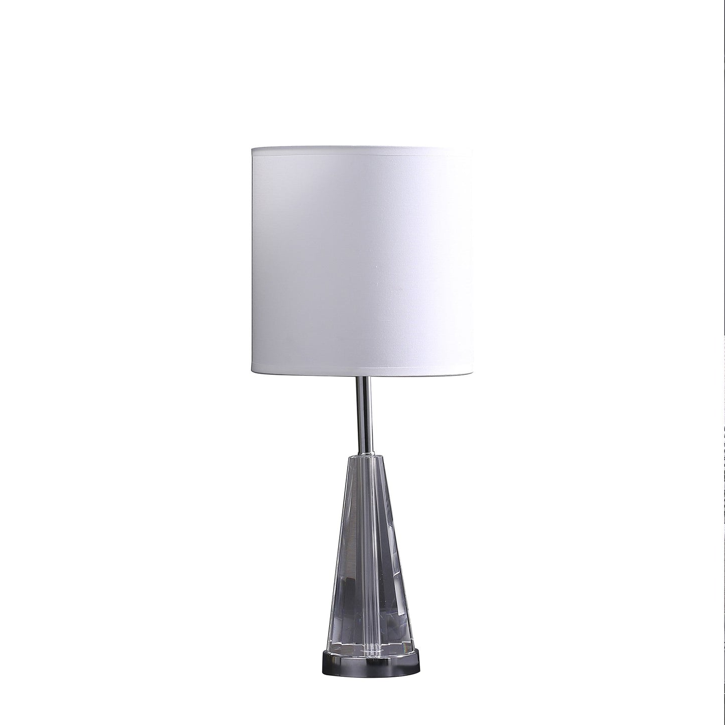 HomeRoots 22" Bedside Table Lamp With White Drum Shade in Silver Finish