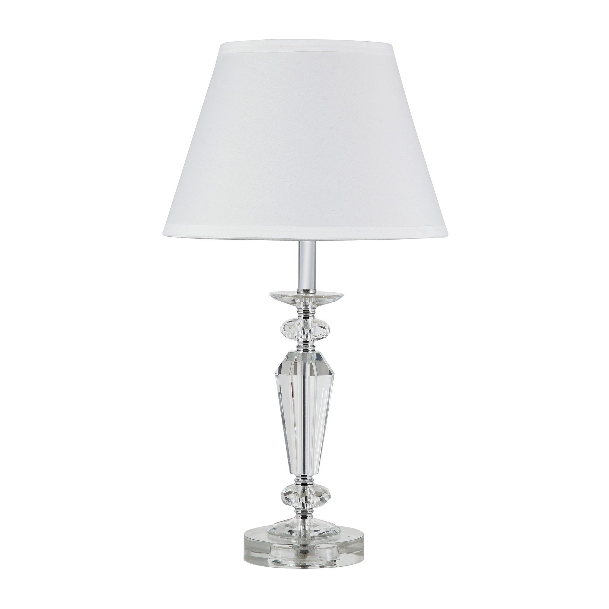 HomeRoots 22" Clear Bedside Table Lamp With White Empire Shade