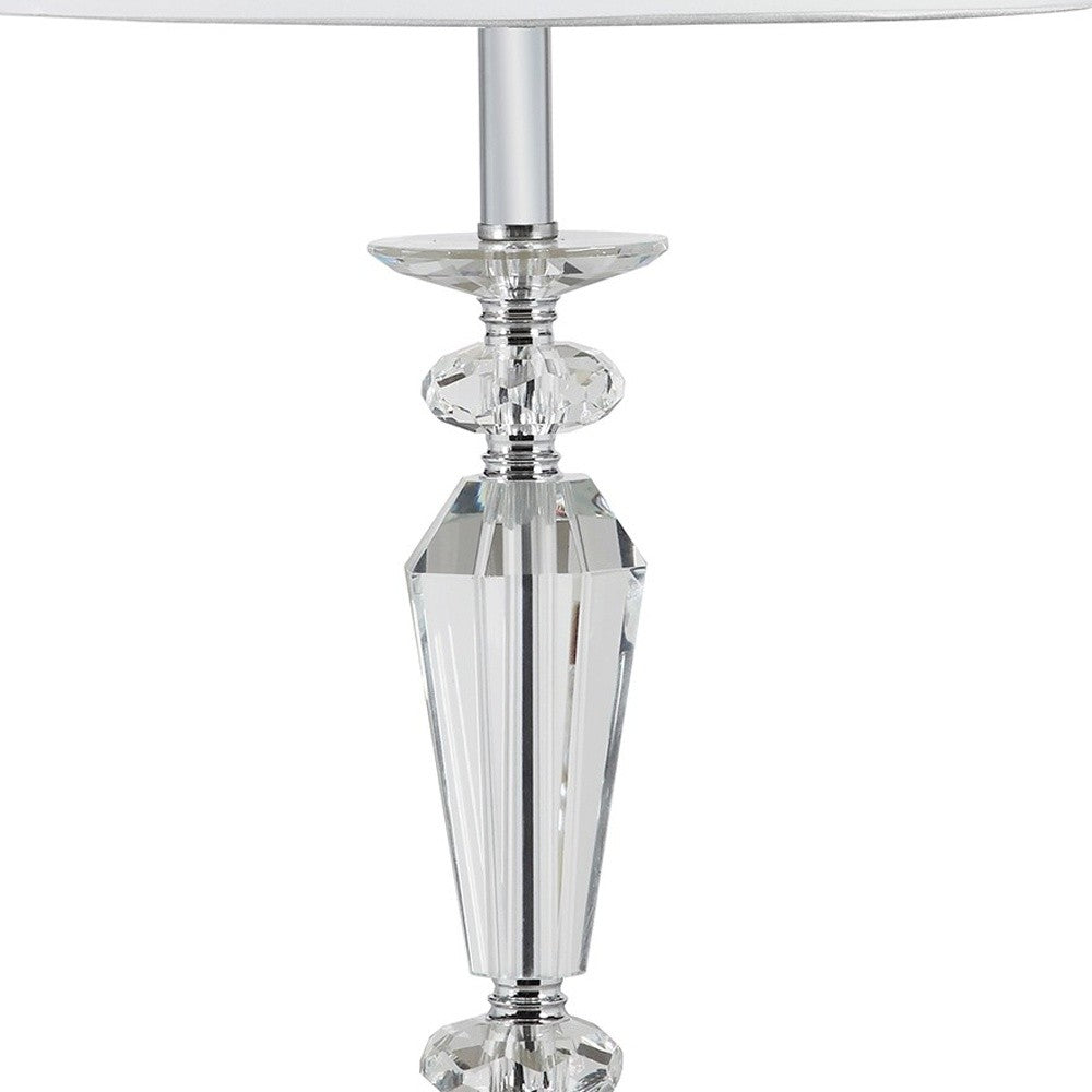 HomeRoots 22" Clear Bedside Table Lamp With White Empire Shade
