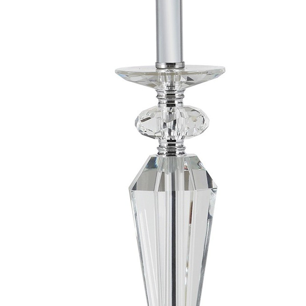 HomeRoots 22" Clear Bedside Table Lamp With White Empire Shade