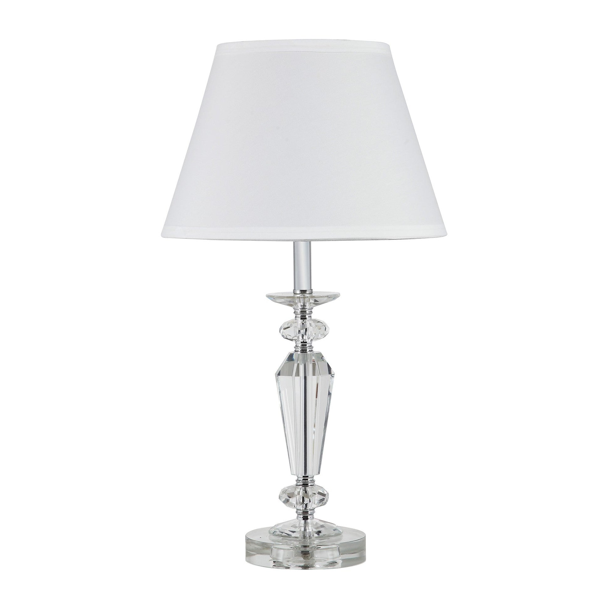HomeRoots 22" Clear Bedside Table Lamp With White Empire Shade