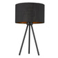 HomeRoots 22" Column Table Lamp With Black Drum Shade in Black Metal Finish