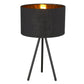 HomeRoots 22" Column Table Lamp With Black Drum Shade in Black Metal Finish