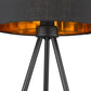 HomeRoots 22" Column Table Lamp With Black Drum Shade in Black Metal Finish