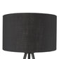 HomeRoots 22" Column Table Lamp With Black Drum Shade in Black Metal Finish