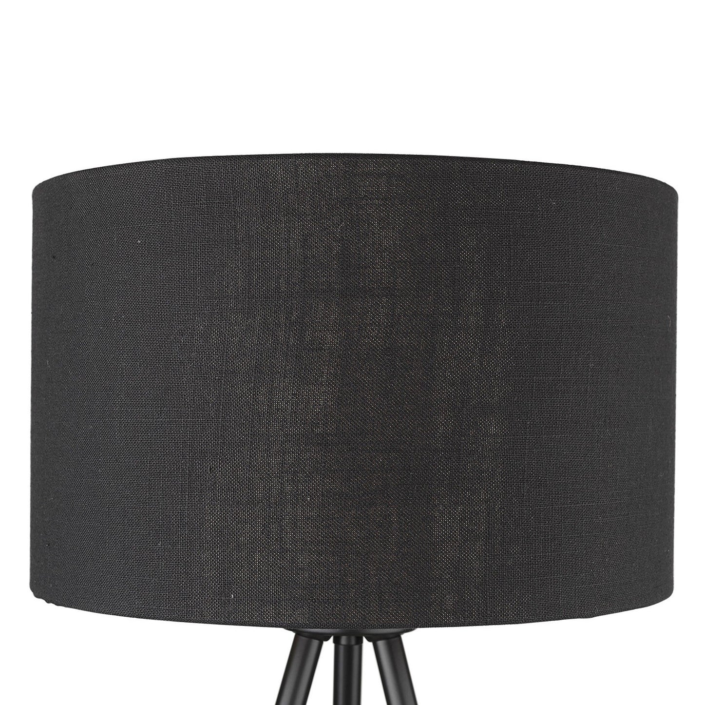 HomeRoots 22" Column Table Lamp With Black Drum Shade in Black Metal Finish