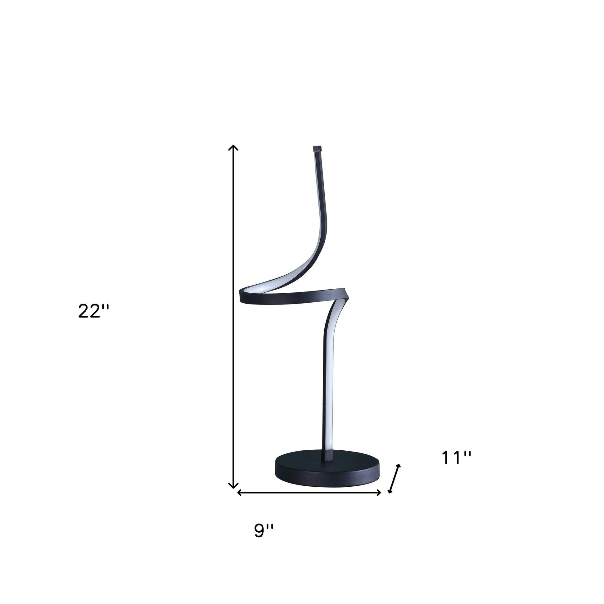 HomeRoots 22” Contemporary Spiral LED Table Lamp in Black Finish