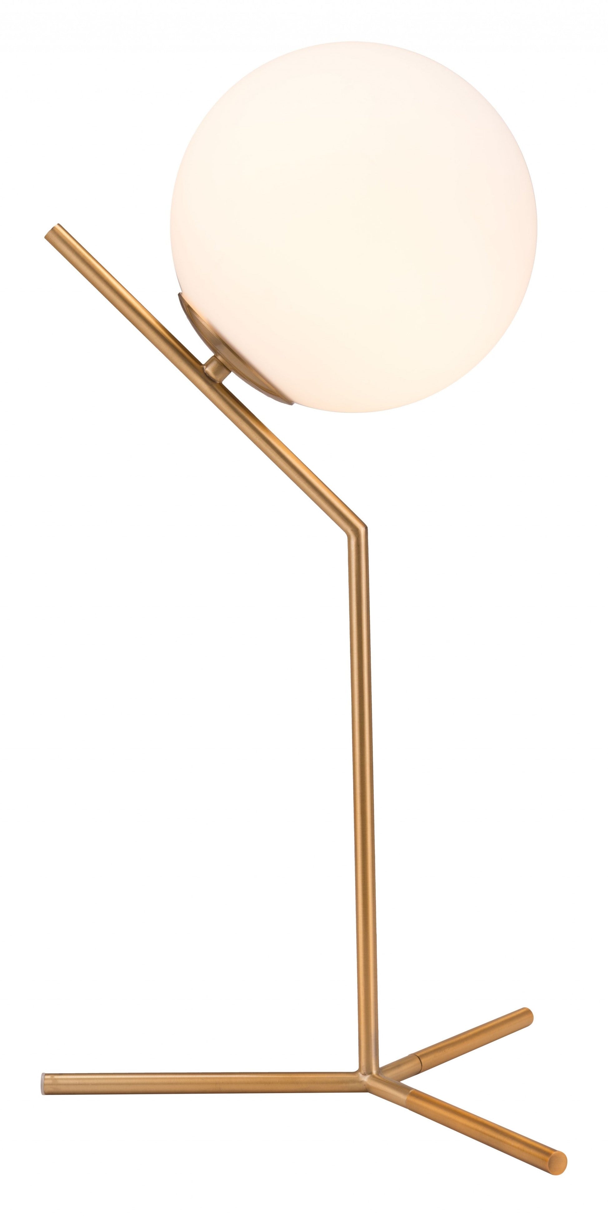 HomeRoots 22" Gold Bedside Table Lamp With Off White Globe Shade