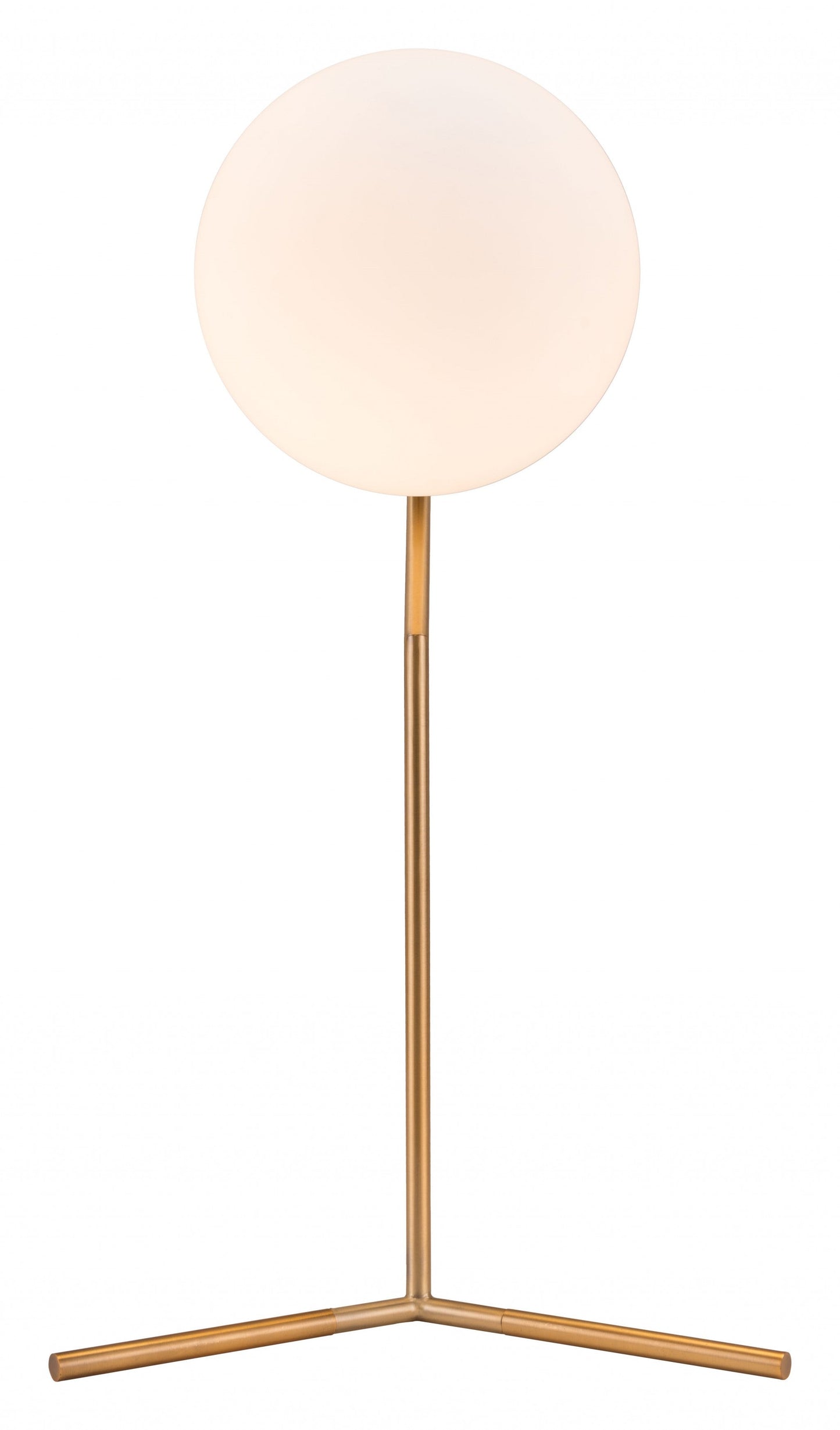HomeRoots 22" Gold Bedside Table Lamp With Off White Globe Shade