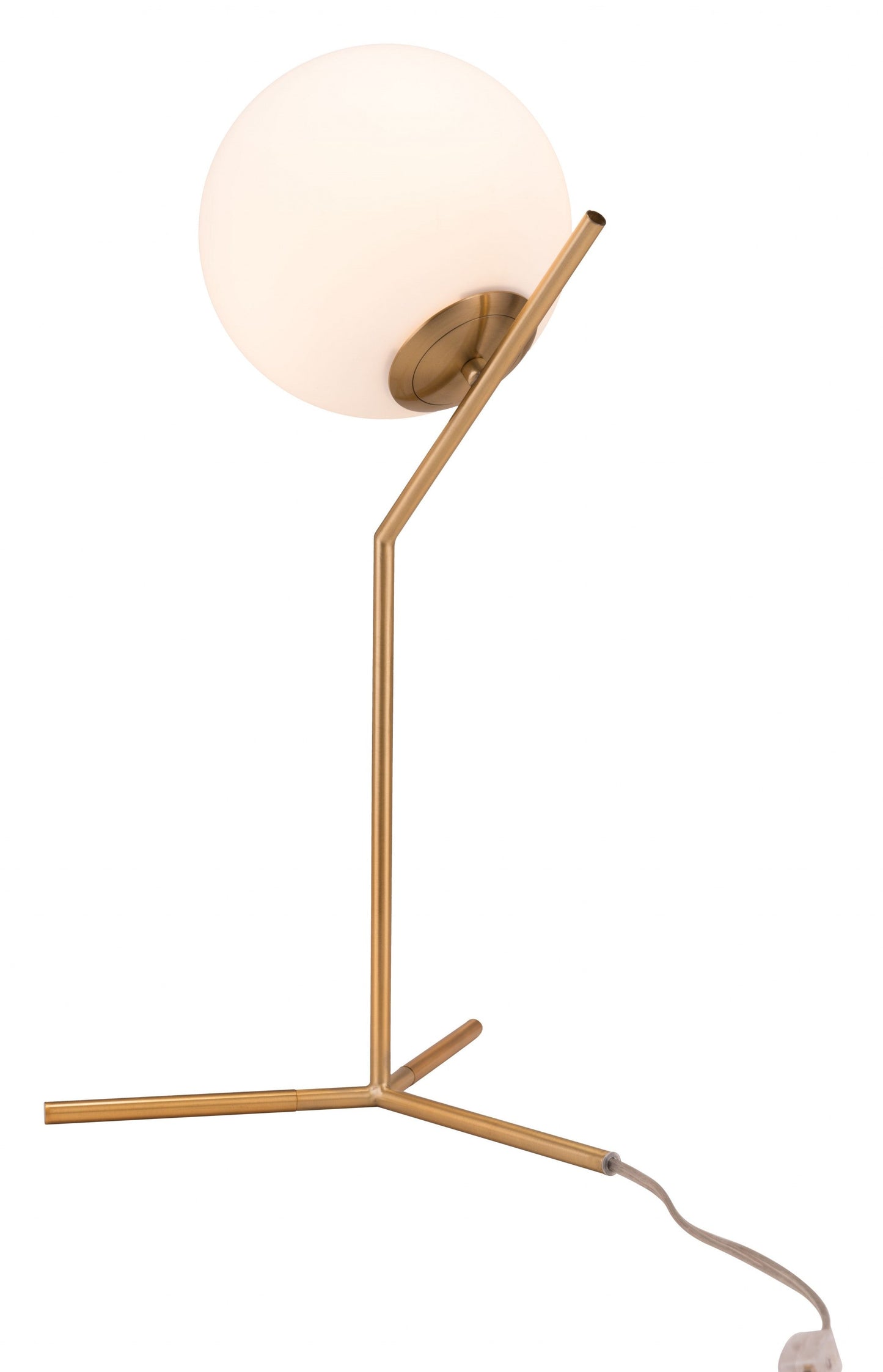 HomeRoots 22" Gold Bedside Table Lamp With Off White Globe Shade