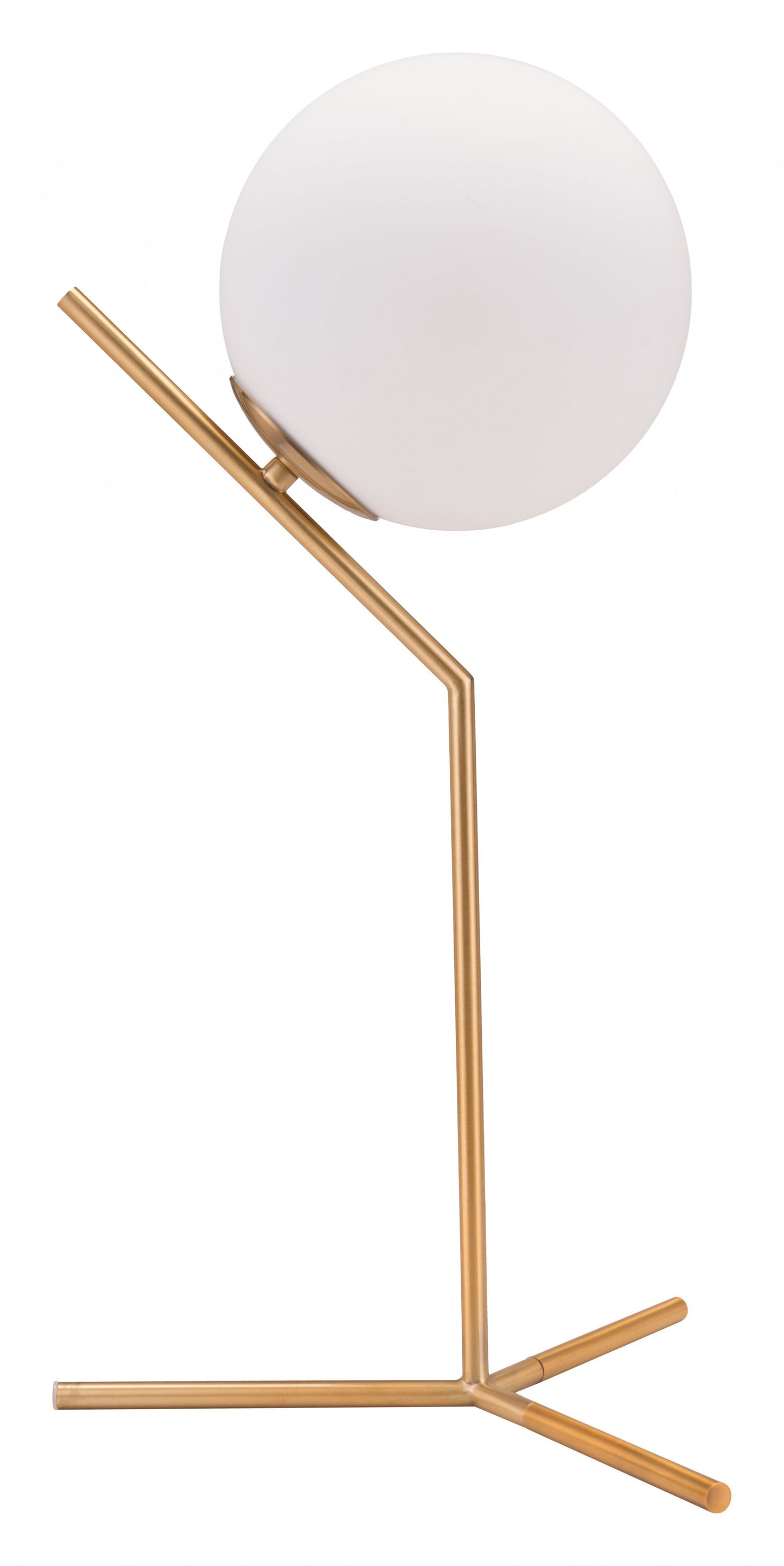 HomeRoots 22" Gold Bedside Table Lamp With Off White Globe Shade