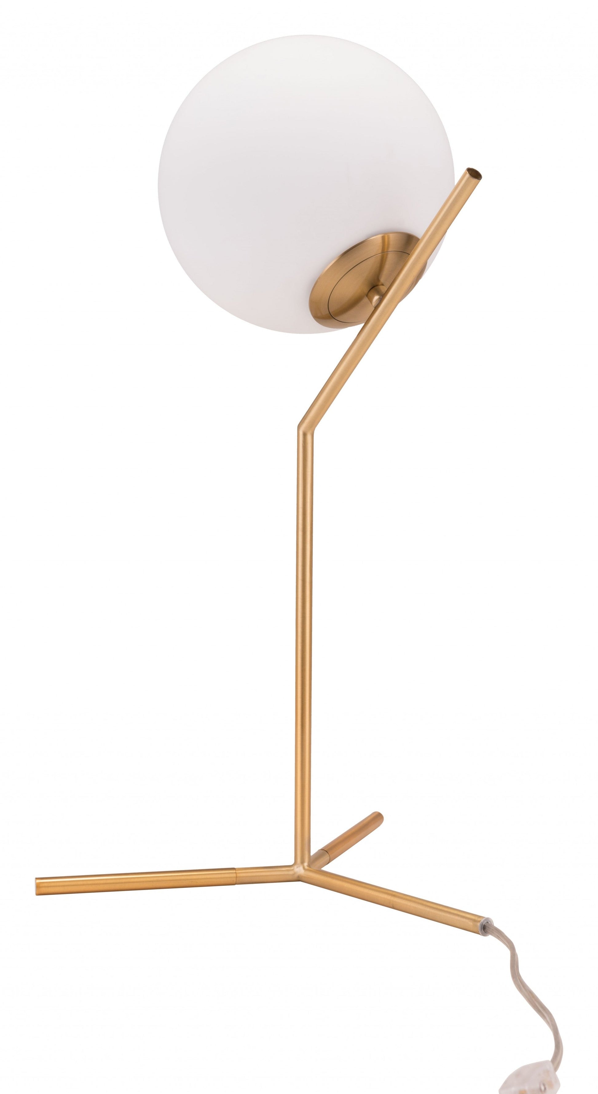 HomeRoots 22" Gold Bedside Table Lamp With Off White Globe Shade