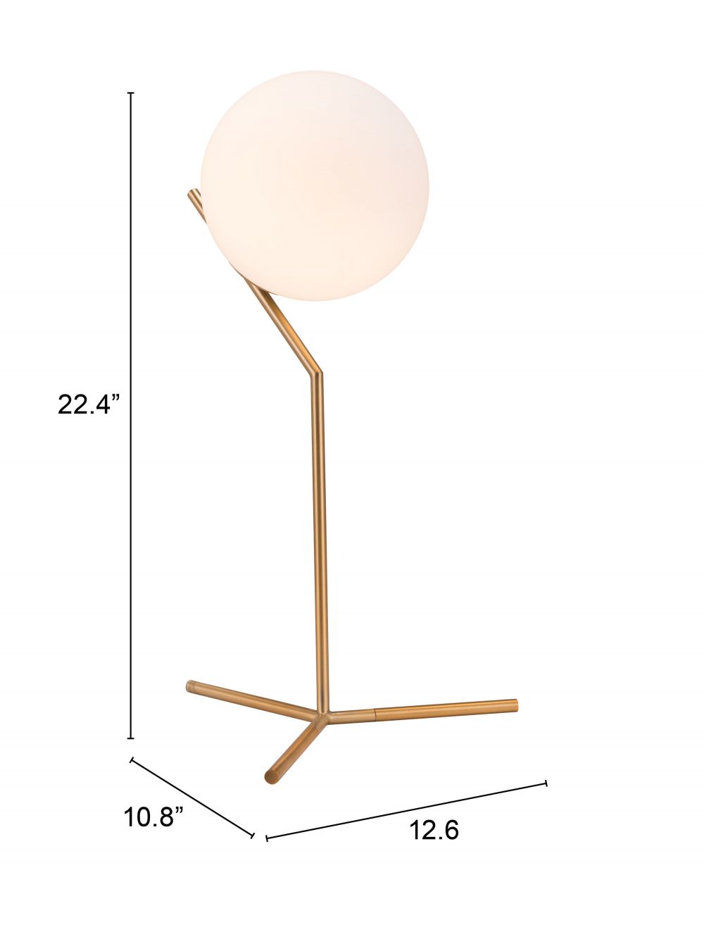 HomeRoots 22" Gold Bedside Table Lamp With Off White Globe Shade