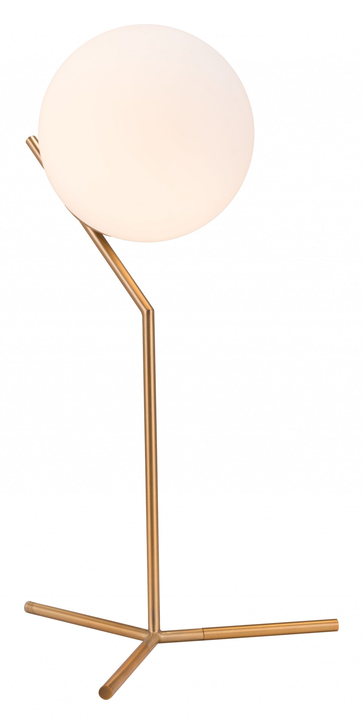 HomeRoots 22" Gold Bedside Table Lamp With Off White Globe Shade
