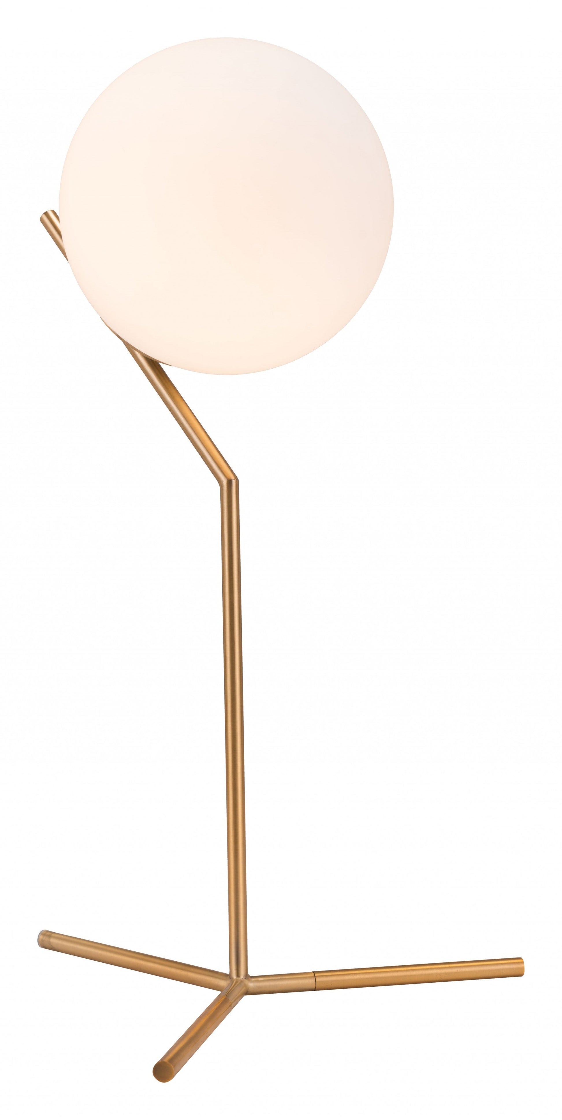 HomeRoots 22" Gold Bedside Table Lamp With Off White Globe Shade
