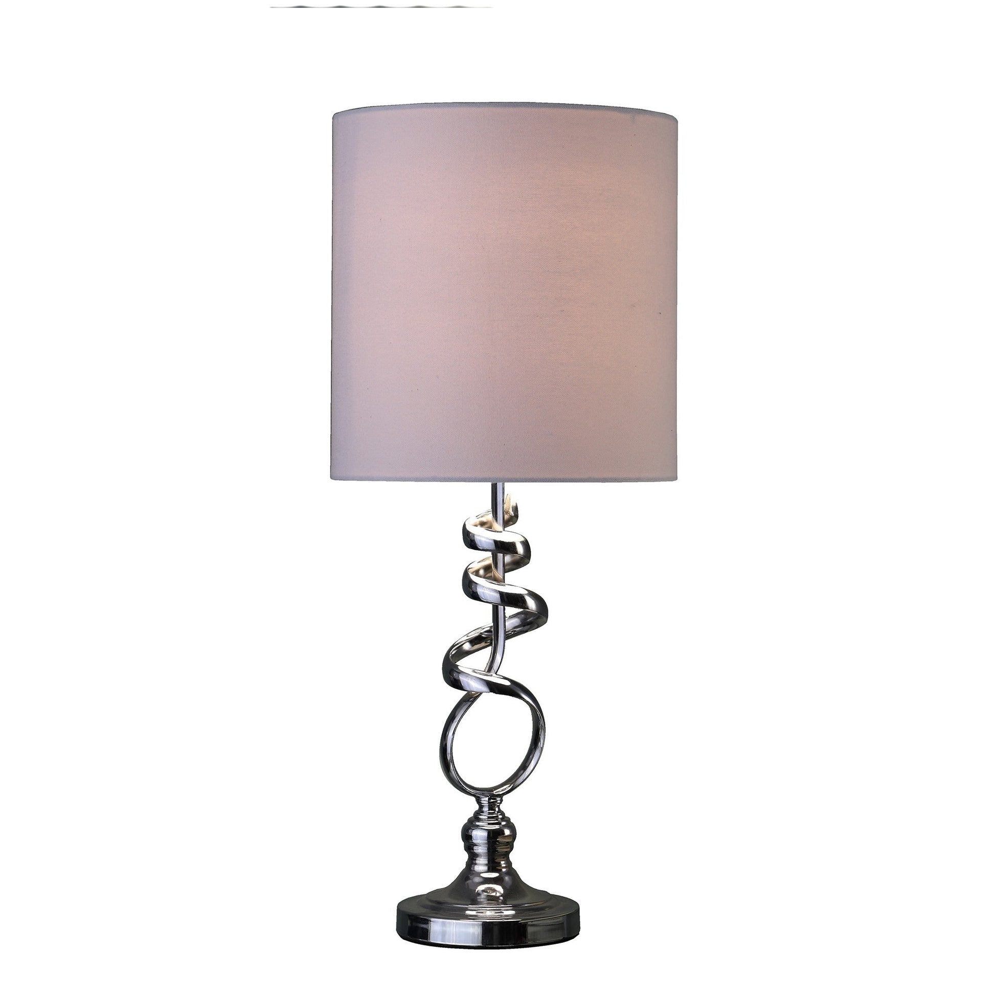 HomeRoots 22" Nickel Bedside Table Lamp With Off White Drum Shade