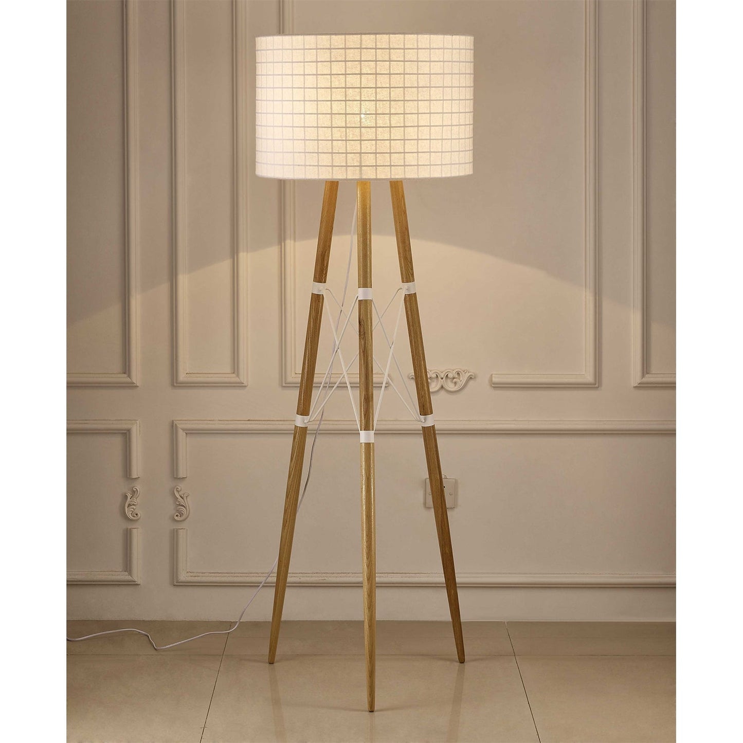 HomeRoots 22" x 22" x 66" Floor Lamp With White Aluminum Finish