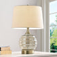 HomeRoots 23" Metal Bedside Table Lamp With Empire Shade and Off-White Finish