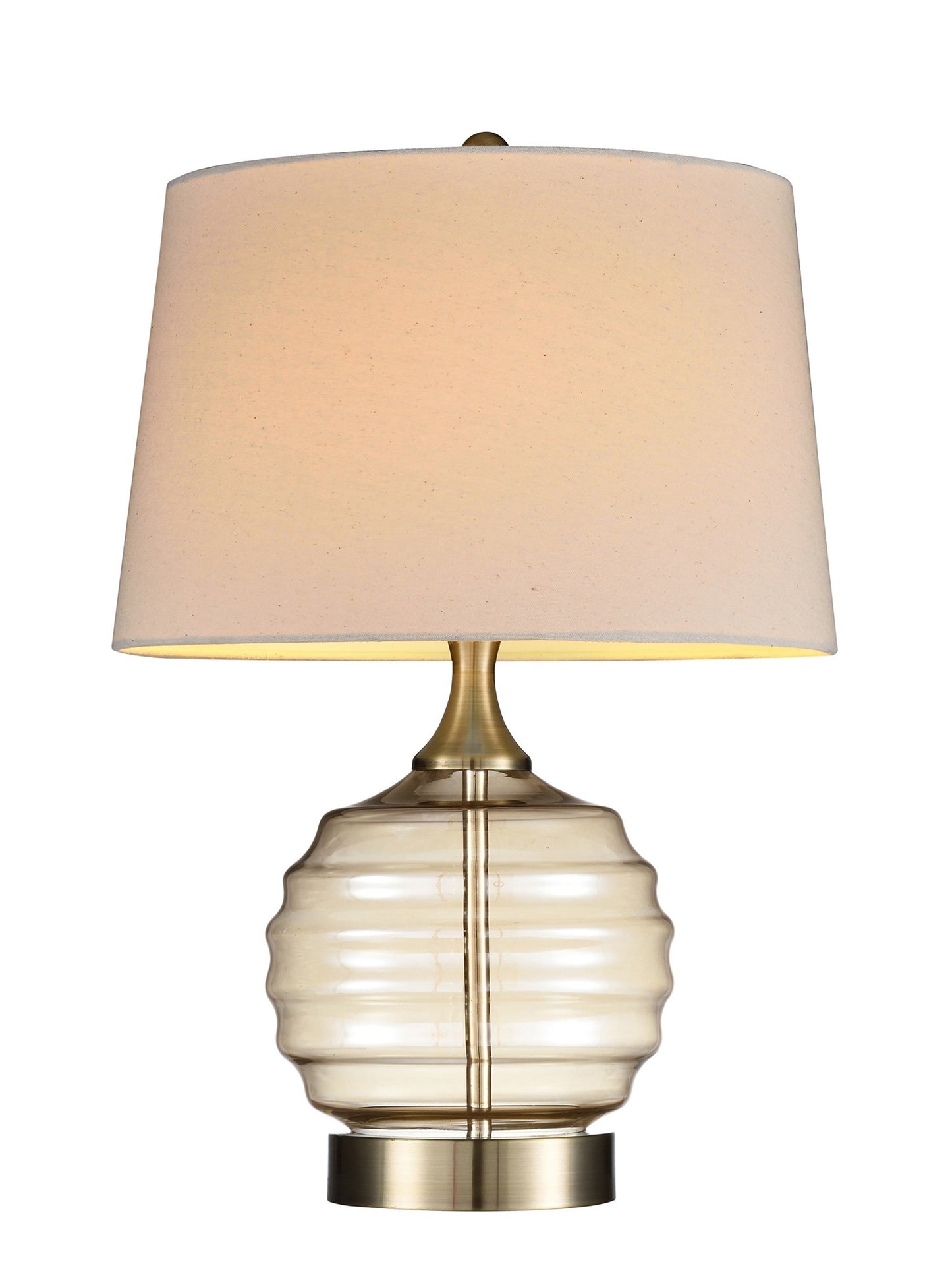 HomeRoots 23" Metal Bedside Table Lamp With Empire Shade and Off-White Finish