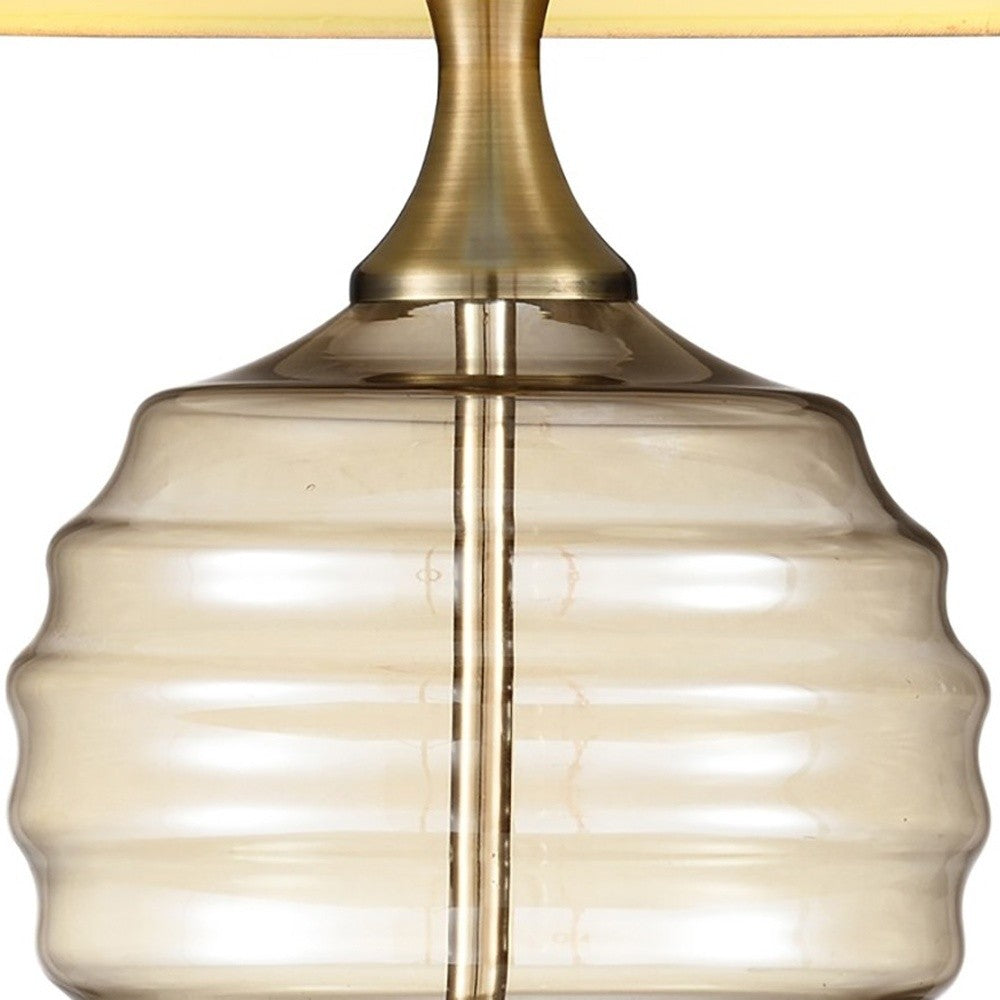 HomeRoots 23" Metal Bedside Table Lamp With Empire Shade and Off-White Finish