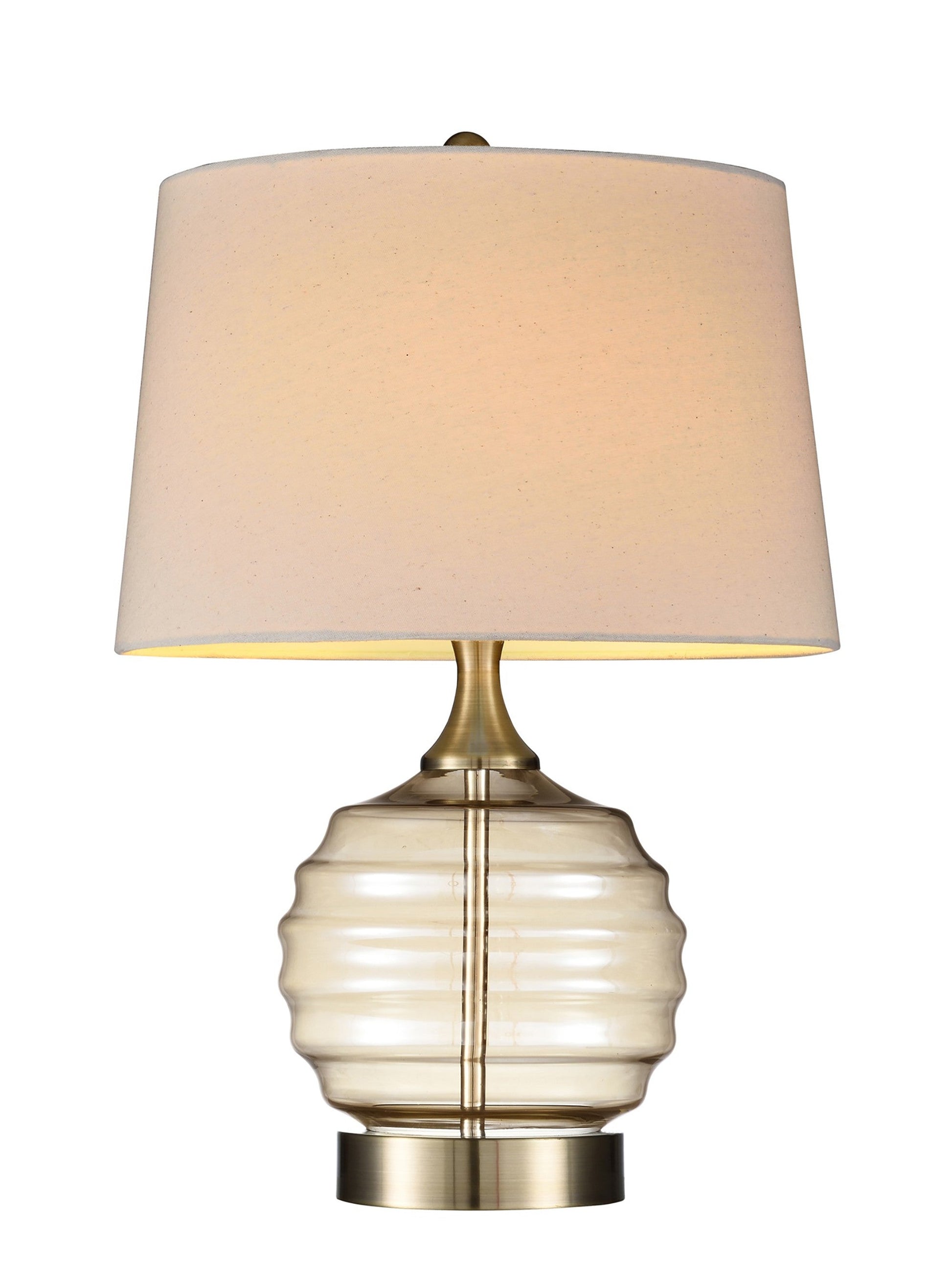 HomeRoots 23" Metal Bedside Table Lamp With Empire Shade and Off-White Finish