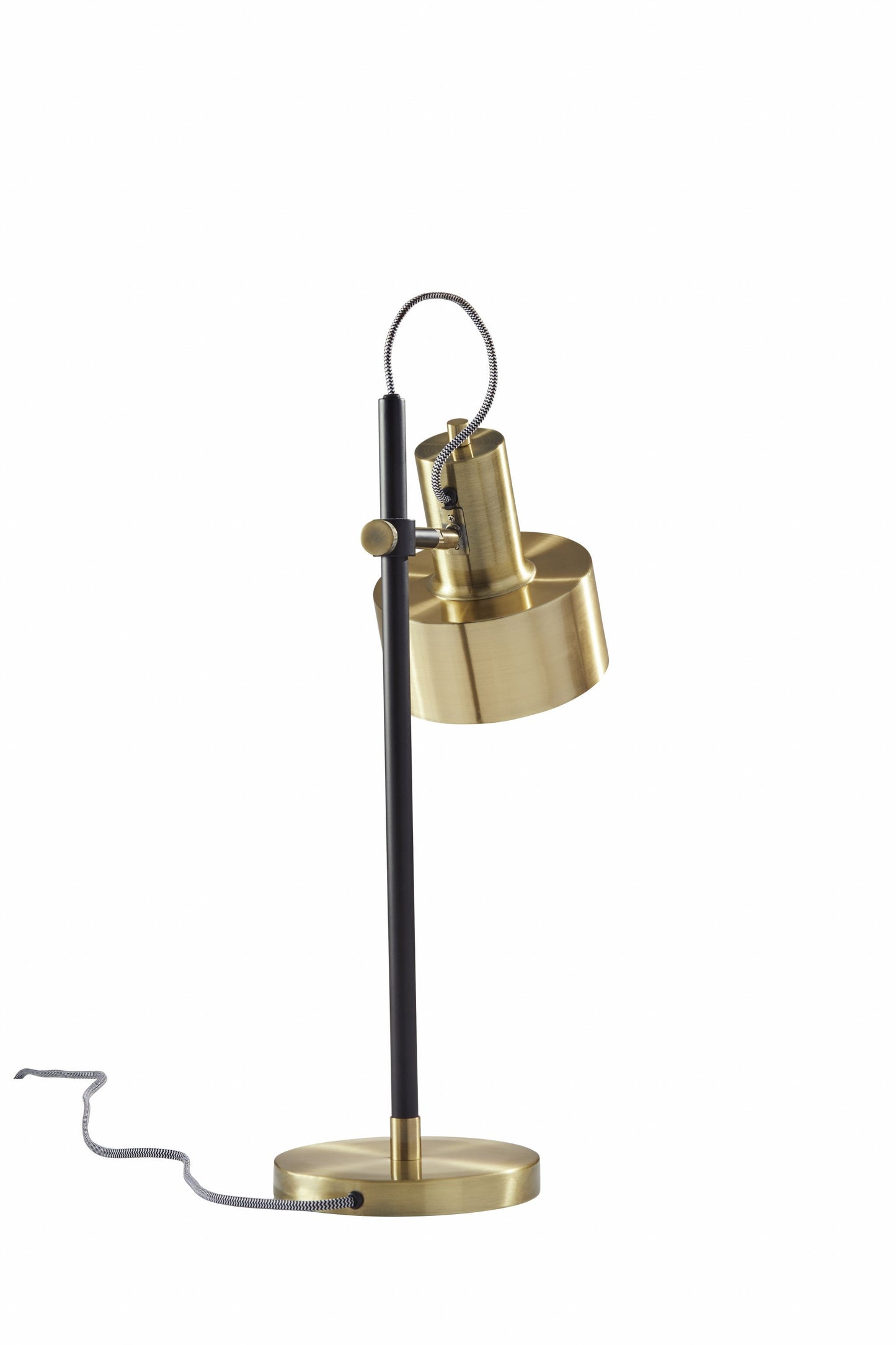 HomeRoots 23" Metal Desk Table Lamp With Matte Black Pole and Gold Metal Shade