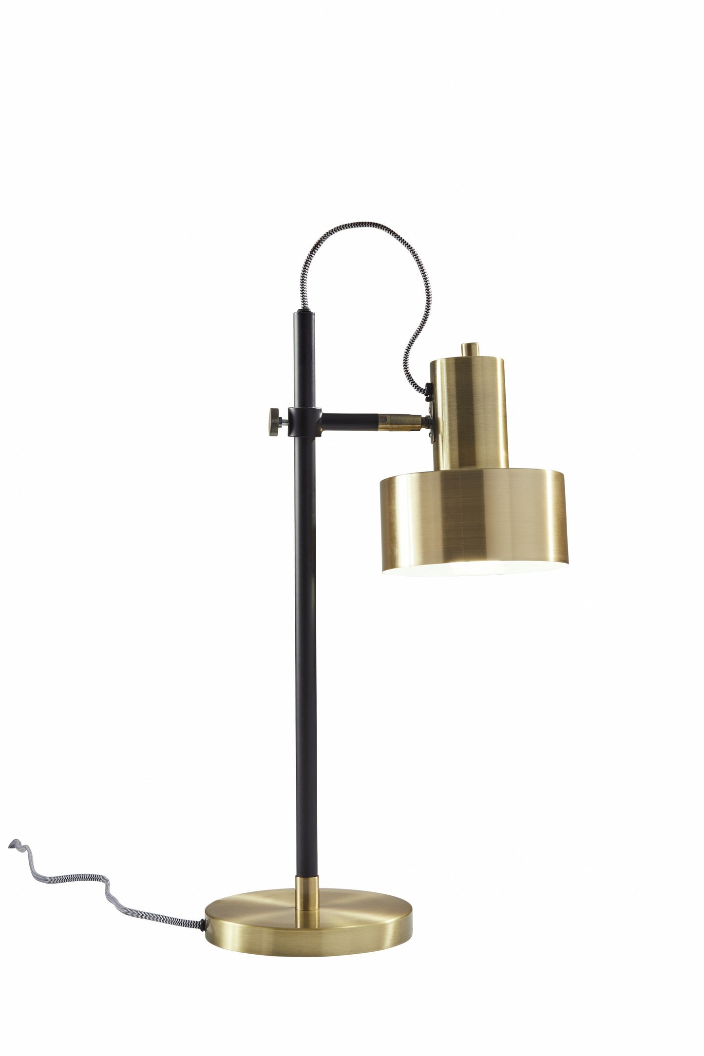 HomeRoots 23" Metal Desk Table Lamp With Matte Black Pole and Gold Metal Shade