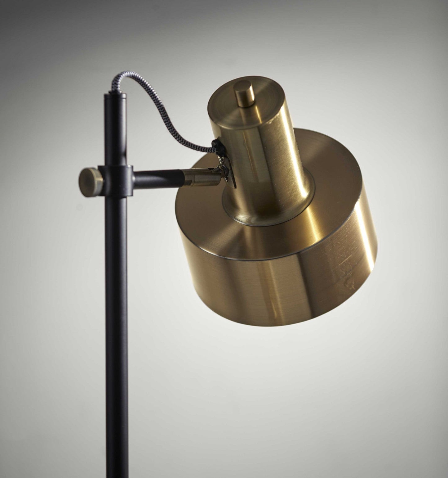 HomeRoots 23" Metal Desk Table Lamp With Matte Black Pole and Gold Metal Shade