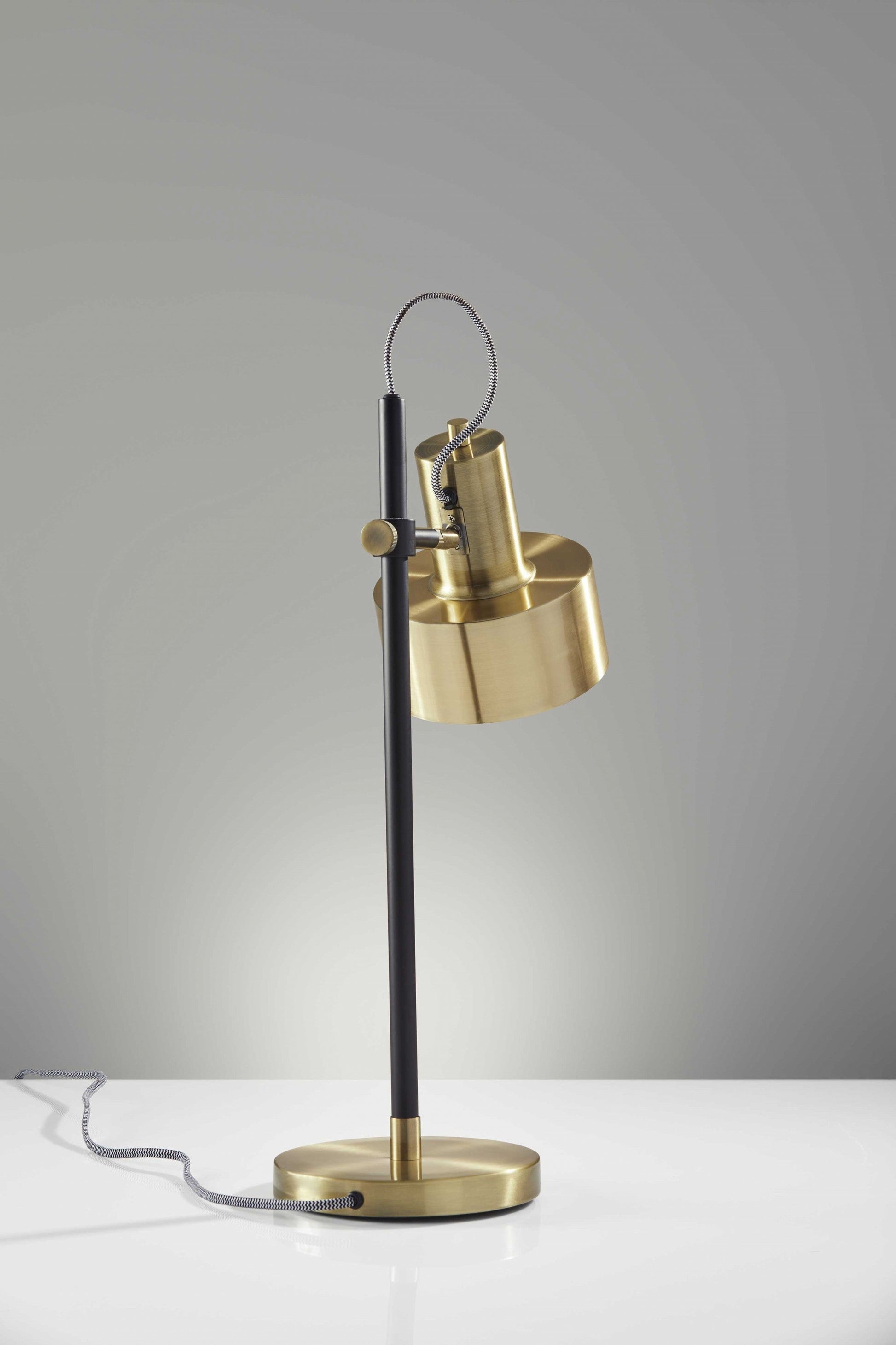 HomeRoots 23" Metal Desk Table Lamp With Matte Black Pole and Gold Metal Shade