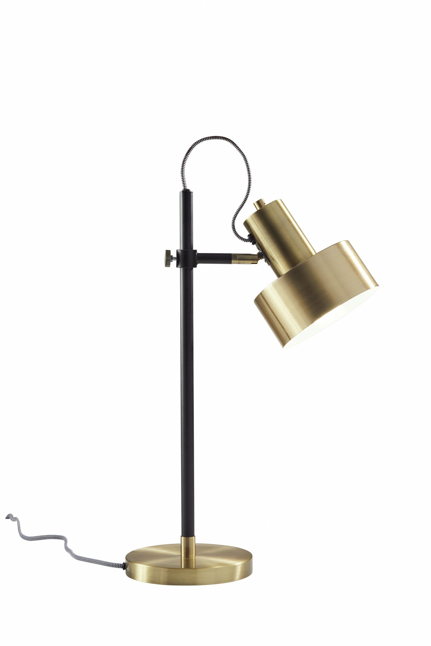 HomeRoots 23" Metal Desk Table Lamp With Matte Black Pole and Gold Metal Shade