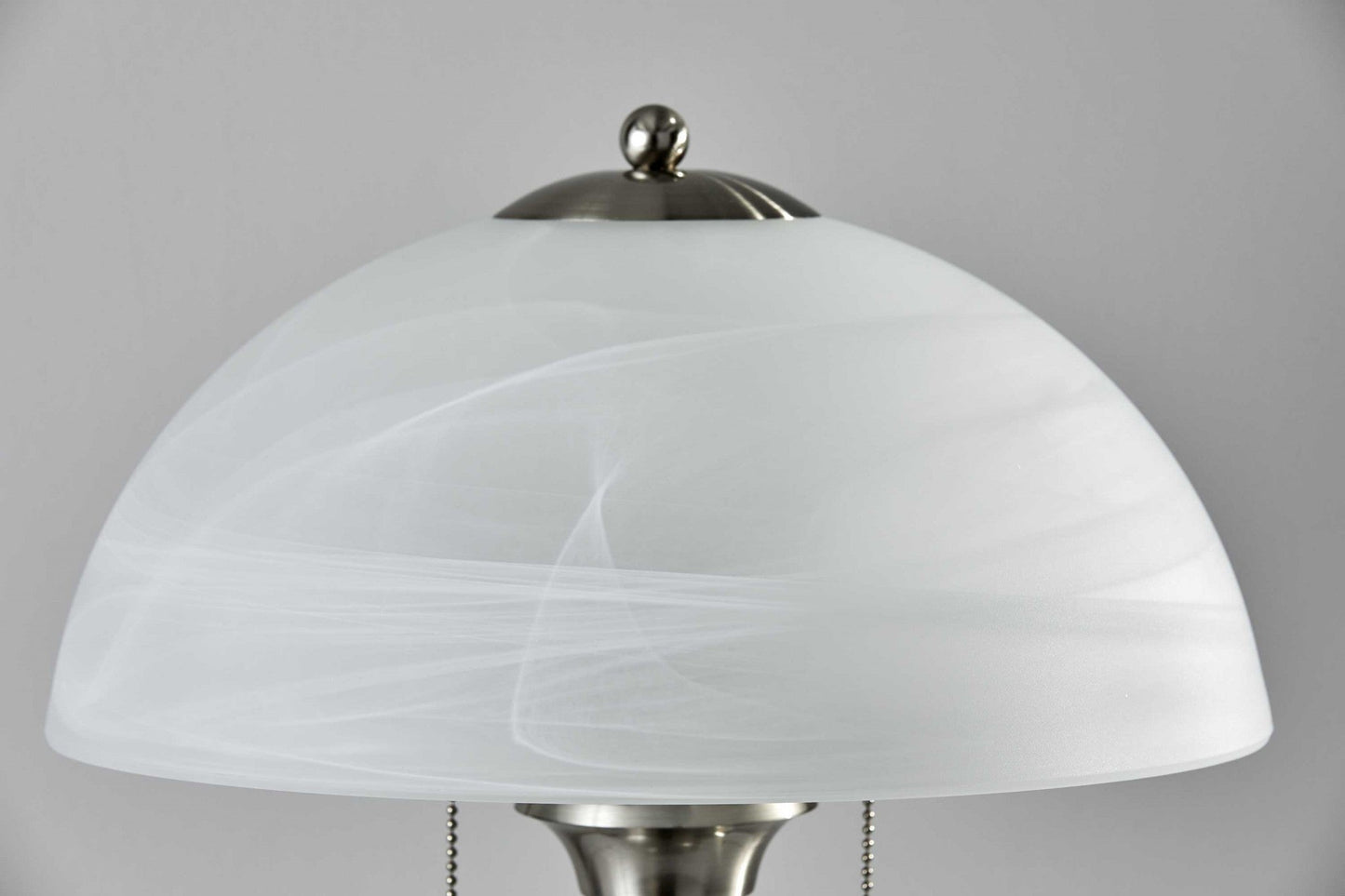 HomeRoots 23" Silver Metal Standard Table Lamp With Milky Frosted Glass Dome Shade