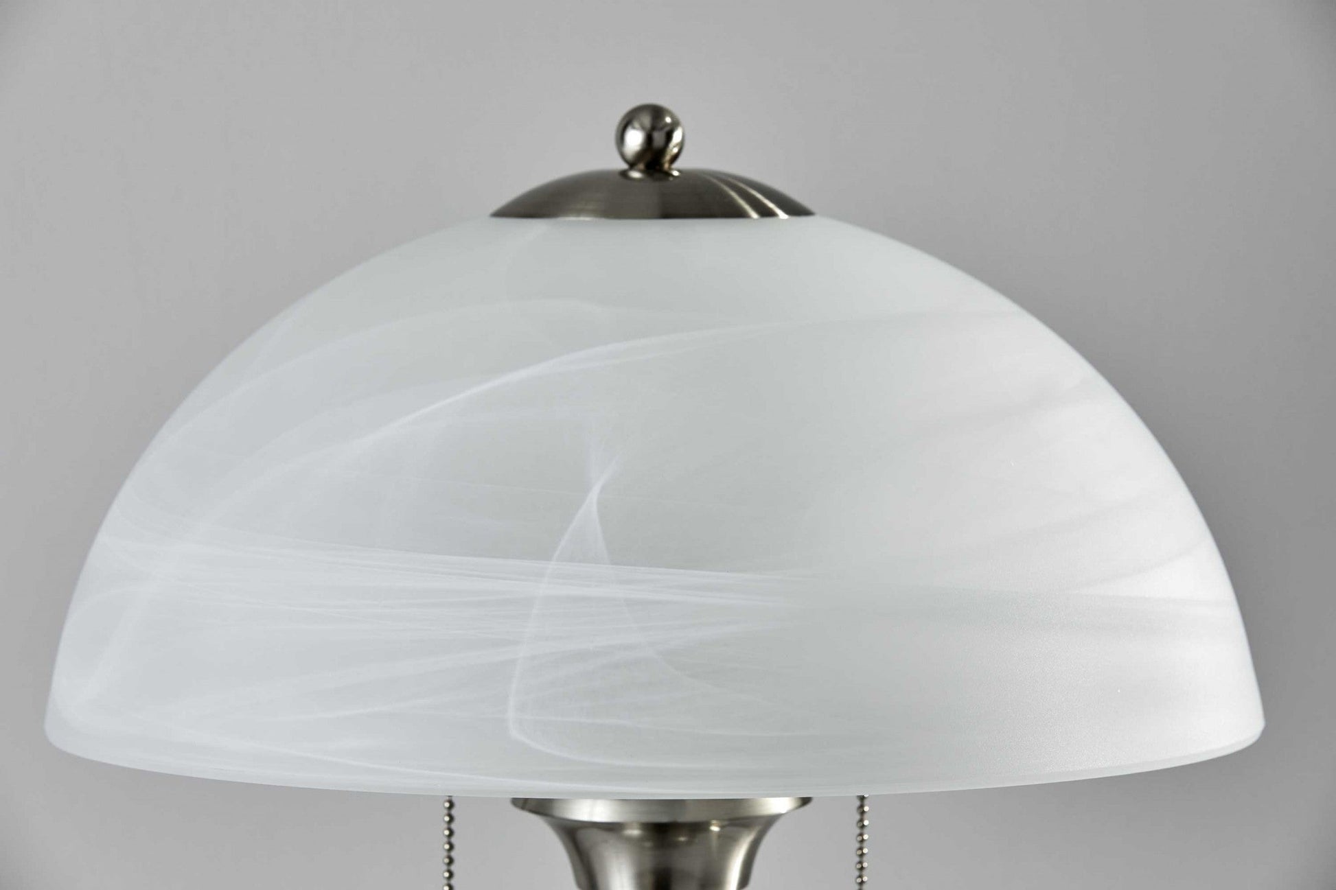 HomeRoots 23" Silver Metal Standard Table Lamp With Milky Frosted Glass Dome Shade